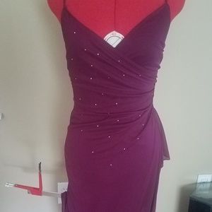 Sparkly Purple Jeweled Full-Length Formal Dress